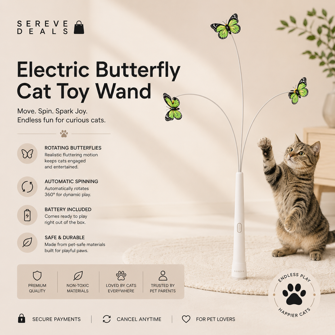 SEREVE Electric Butterfly Cat Toy Wand